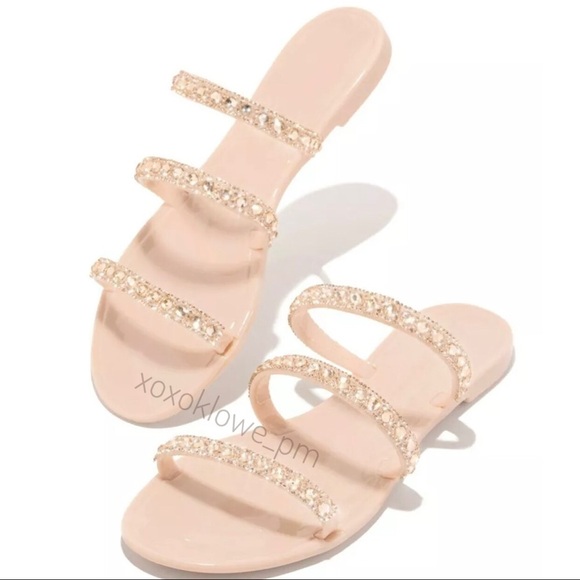 Nude Embellished Jelly Slides - Picture 6 of 14